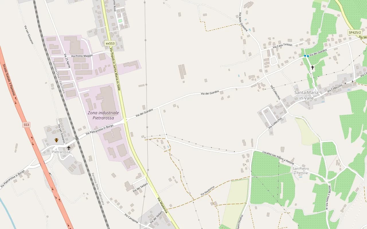 Mappa della zona della sede di Matrix Car Trade, a Matigge (Trevi)